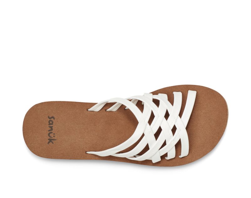 Sanuk Rio Slide Women's Sandals White / Brown | Canada 97ZUT